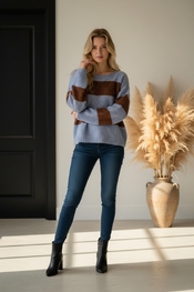 Garde-robe - Pull - Blauw-bruin