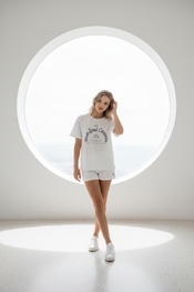 Red Button - Pull - Ecru-blauw