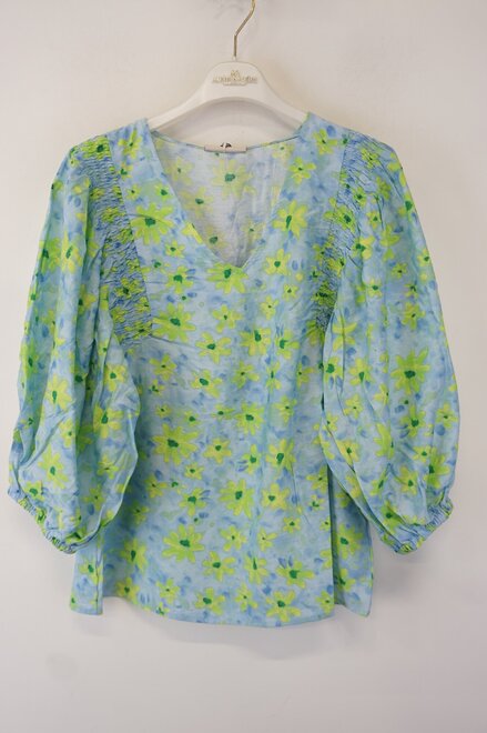 Free/quent - Blouse - Blauw-groen