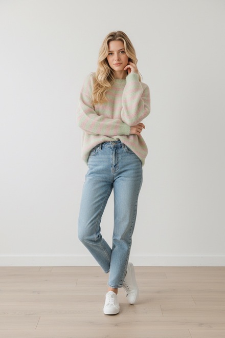 Garde-robe - Pull - Groen-roze