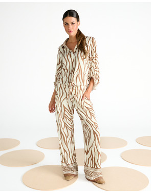 K-design - Blouse - Beige-bruin