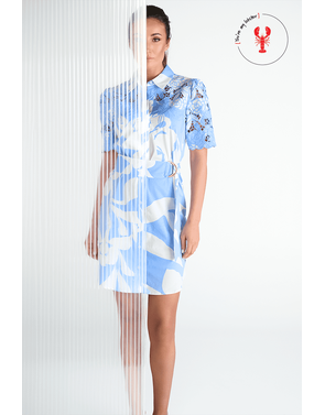 K-design - Halflang Kleedje - Wit-blauw