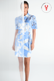 K-design - Halflang Kleedje - Wit-blauw