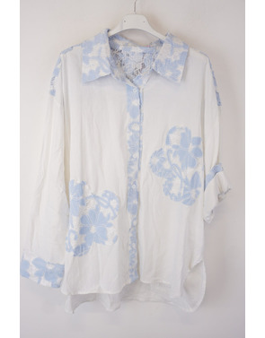 Garde-robe - Blouse - Wit-blauw