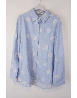 Garde-robe - Blouse - Wit-blauw