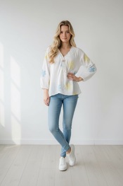 Garde-robe - Blouse - Wit-blauw