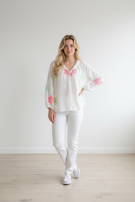 Garde-robe - Blouse - Wit-groen