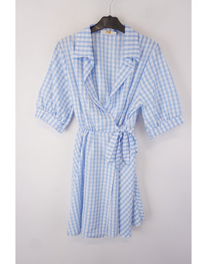 Garde-robe - Halflang Kleedje - Wit-blauw