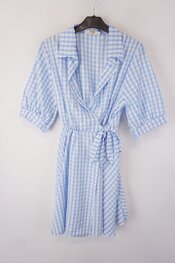 Garde-robe - Halflang Kleedje - Wit-blauw