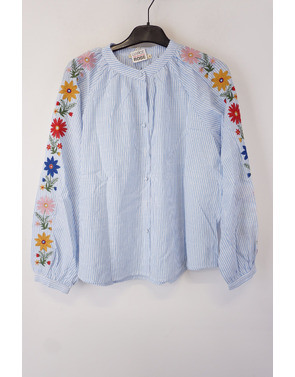 Garde-robe - Blouse - Wit-blauw