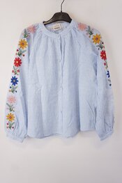 Garde-robe - Blouse - Wit-blauw