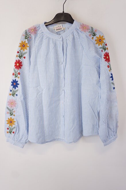 Garde-robe - Blouse - Wit-blauw