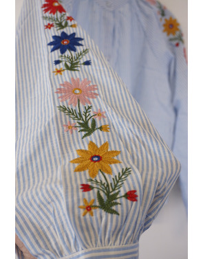 Garde-robe - Blouse - Wit-blauw