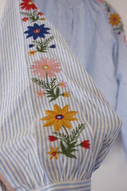 Garde-robe - Blouse - Wit-blauw