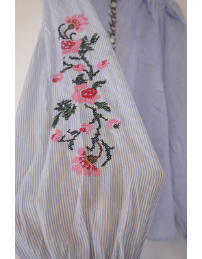 Garde-robe - Blouse - Wit-blauw