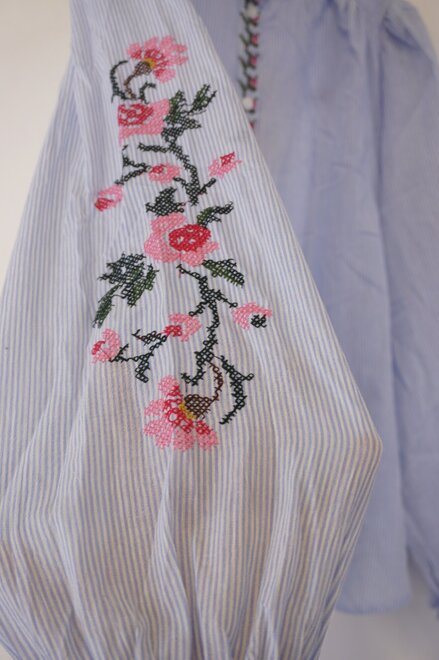 Garde-robe - Blouse - Wit-blauw