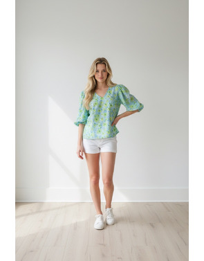 Free/quent - Blouse - Blauw-groen