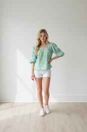 Free/quent - Blouse - Blauw-groen