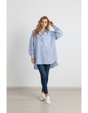 Garde-robe - Blouse - Wit-blauw