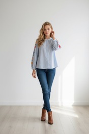 Garde-robe - Blouse - Wit-blauw