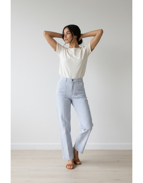 Garde-robe - Lange Broek - Wit-blauw