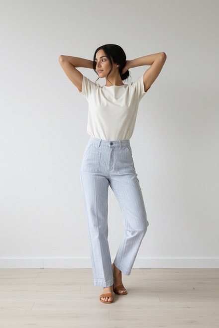 Garde-robe - Lange Broek - Wit-blauw