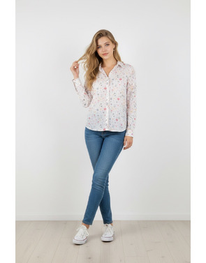 Garde-robe - Blouse - Wit-roze