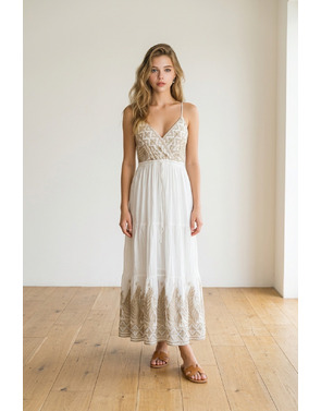 Garde-robe - Lang kleed - Goud-wit