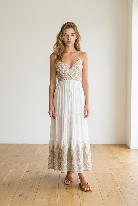 Garde-robe - Lang kleed - Goud-wit