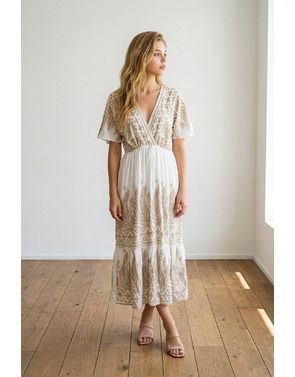 Garde-robe - Lang kleed - Goud-wit