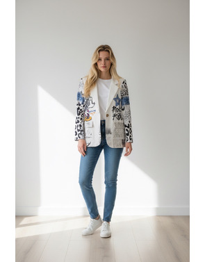 Garde-robe - Blazer - Wit-blauw