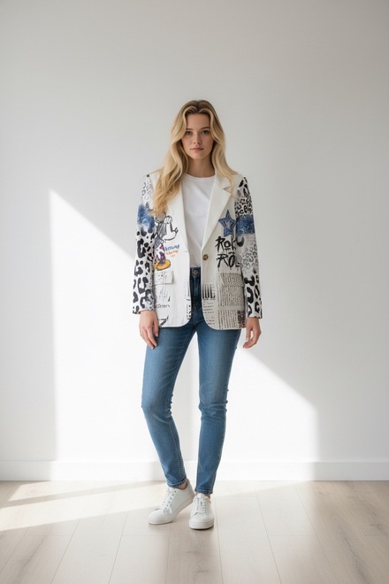 Garde-robe - Blazer - Wit-blauw