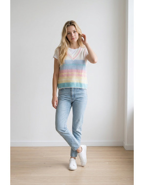 Garde-robe - Debardeur - Ecru-blauw
