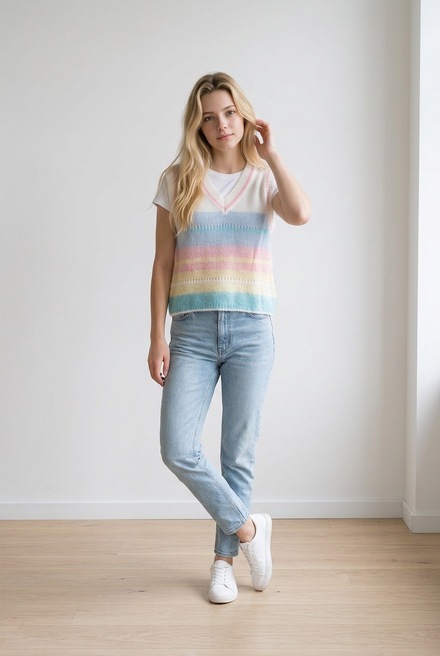 Garde-robe - Debardeur - Ecru-blauw