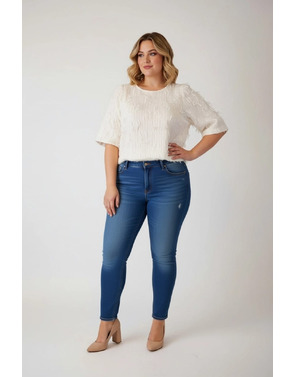 Red Button - Blouse - Ecru