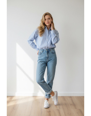 Garde-robe - Blouse - Wit-blauw