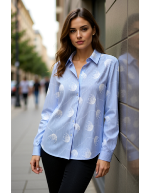 Garde-robe - Blouse - Wit-blauw