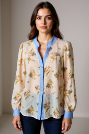 Garde-robe - Blouse - Blauw-beige