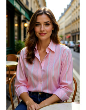 Garde-robe - Blouse - Blauw-roze