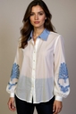 Garde-robe - Blouse - Wit-blauw