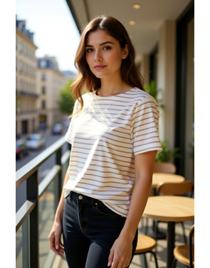 Red Button - T-shirt - Beige