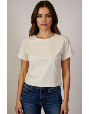 Red Button - Top - Ecru