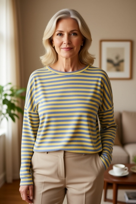 Garde-robe - Pull - Geel-blauw