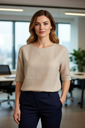 Red Button - Top - Beige