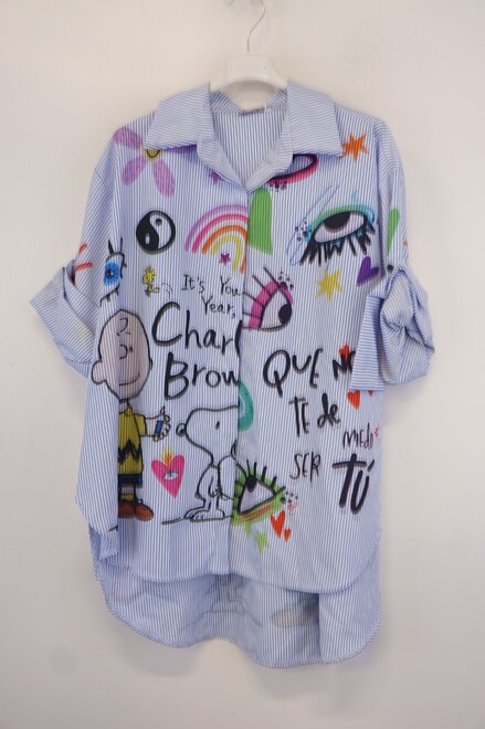 Garde-robe - Blouse - Wit-blauw