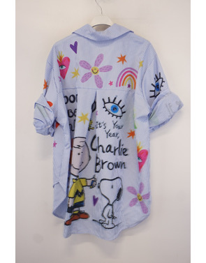 Garde-robe - Blouse - Wit-blauw