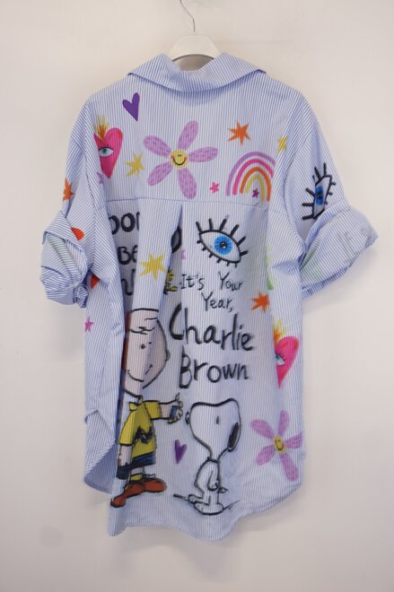 Garde-robe - Blouse - Wit-blauw