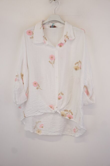 Garde-robe - Blouse - Wit-roze