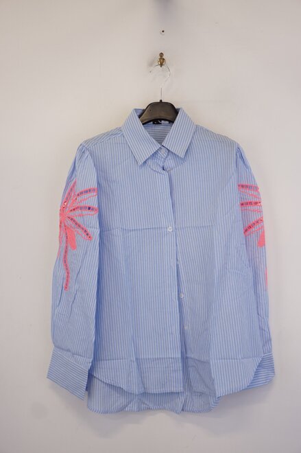 Garde-robe - Blouse - Wit-blauw