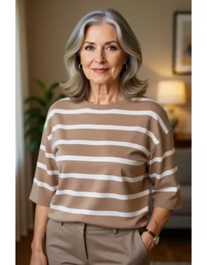 Free/quent - Top - Beige-wit